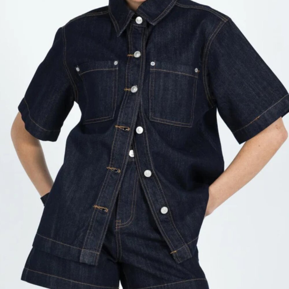 Princess Polly Dark Indigo Denim Short Sleeve Top & Matching Shorts